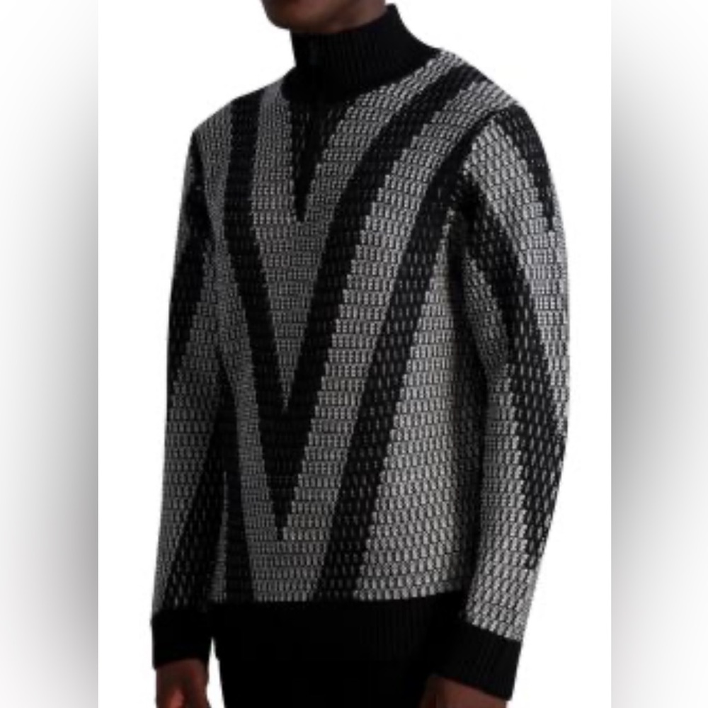 Karl Lagerfeld Black and Gray Turtleneck Sweater (SKU234)